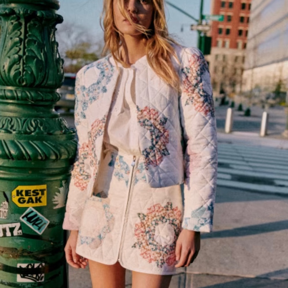 NWT Sezane x Sea NY quilted Jupe Fox Quin patchwork mini skirt size 6